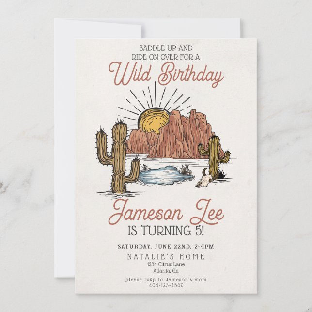 Invitación a la fiesta de cumpleaños del vaquero W (Anverso)