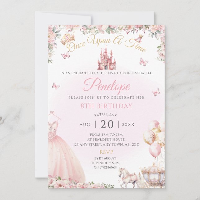 Invitación a la fiesta de cumpleaños del vestido d (Anverso)