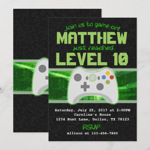 Invitación a la fiesta de cumpleaños del videojueg