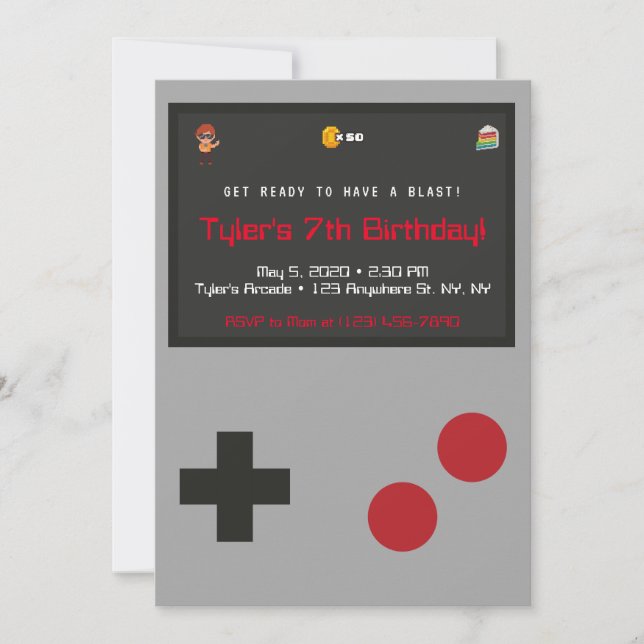 Invitación a la fiesta de cumpleaños del videojueg (Anverso)