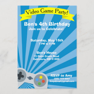 Invitación a la fiesta de cumpleaños del videojueg