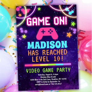 Invitación a la fiesta de cumpleaños del videojueg