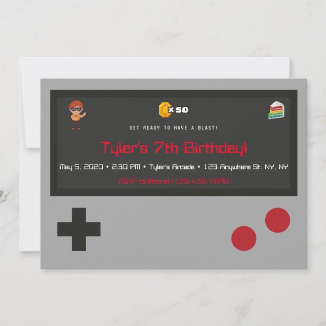 Invitación a la fiesta de cumpleaños del videojueg (Anverso)