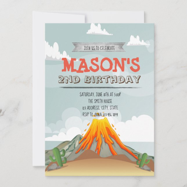 Invitación a la fiesta de cumpleaños del Volcano (Anverso)
