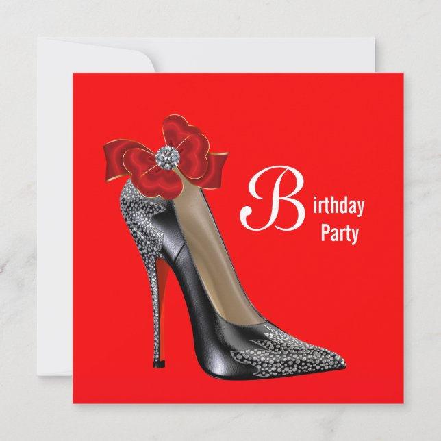 Invitación a la fiesta de cumpleaños del zapato de (Anverso)