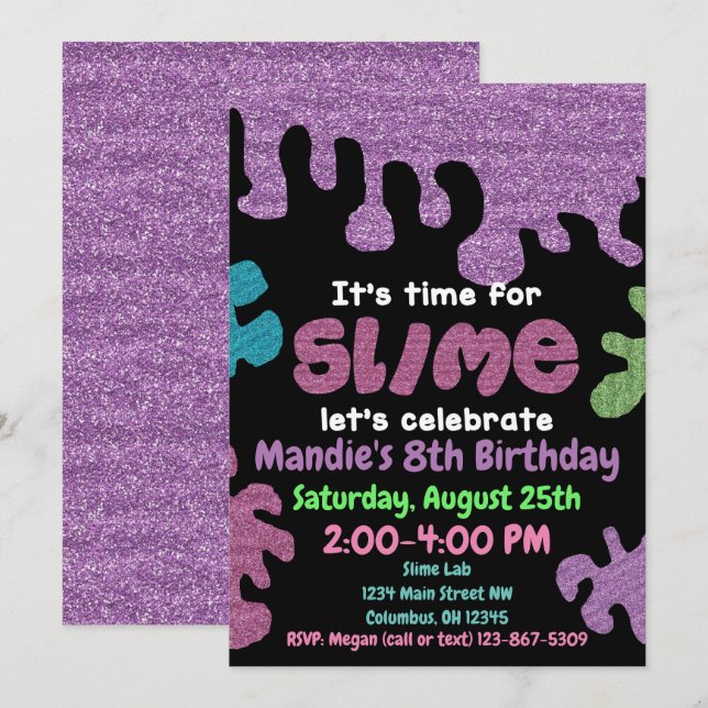Invitación a la fiesta de cumpleaños delgada; labo (Anverso / Reverso)
