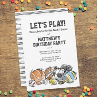 Invitación a la fiesta de cumpleaños deportiva en 