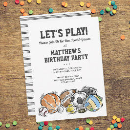 Invitación a la fiesta de cumpleaños deportiva en 