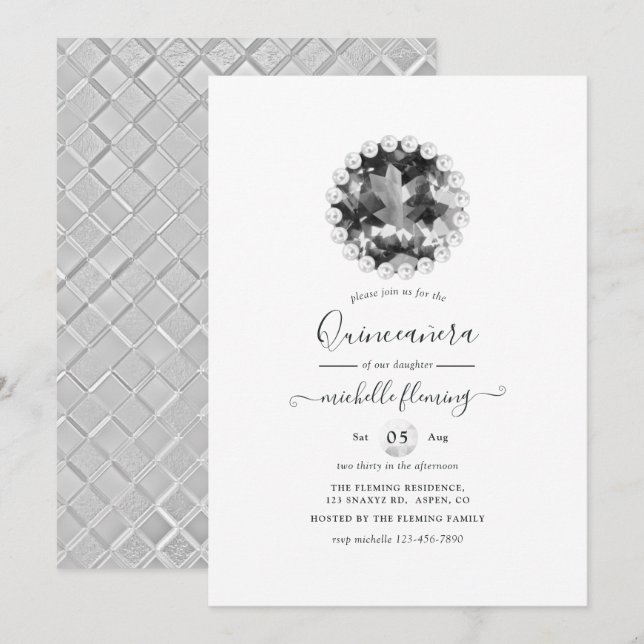 Invitación a la fiesta de cumpleaños Diamond Mardi (Anverso / Reverso)