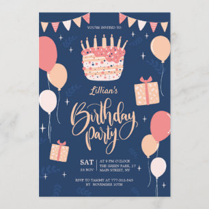 Invitación a la fiesta de cumpleaños dibujada a ma