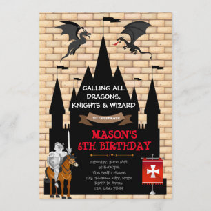Invitación a la fiesta de cumpleaños Dragon Knight