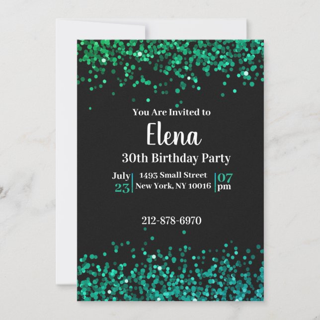 Invitación a la fiesta de cumpleaños elegante en n (Anverso)