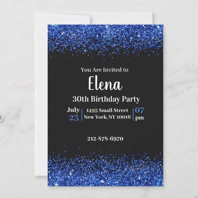 Invitación a la fiesta de cumpleaños elegante en n (Anverso)