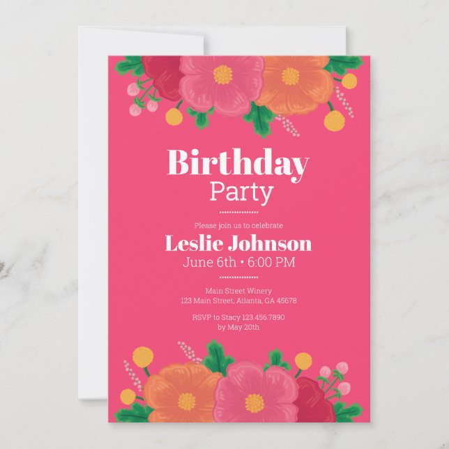 Invitación a la fiesta de cumpleaños en audacia (Anverso)