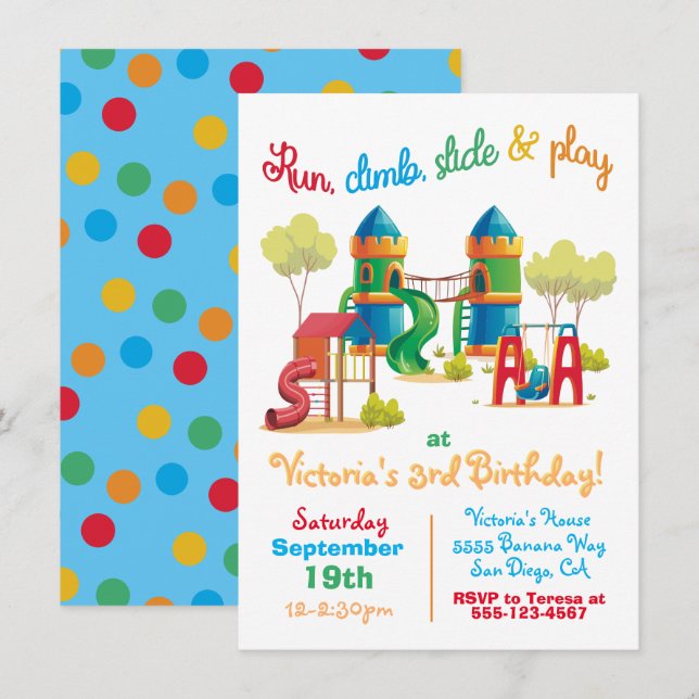 Invitación a la fiesta de cumpleaños en el área de (Anverso / Reverso)