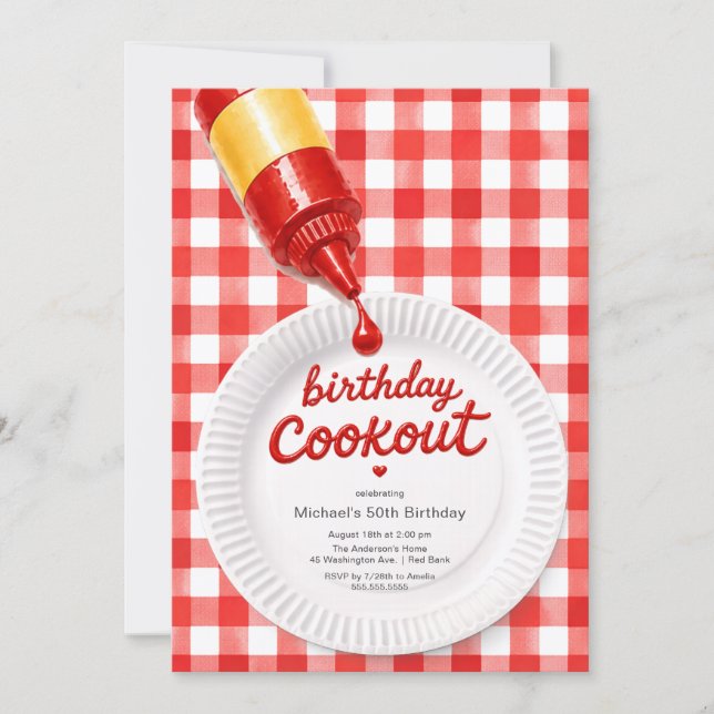 Invitación a la fiesta de cumpleaños en la barbaco (Anverso)