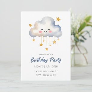 Invitación a la fiesta de cumpleaños en la nube de