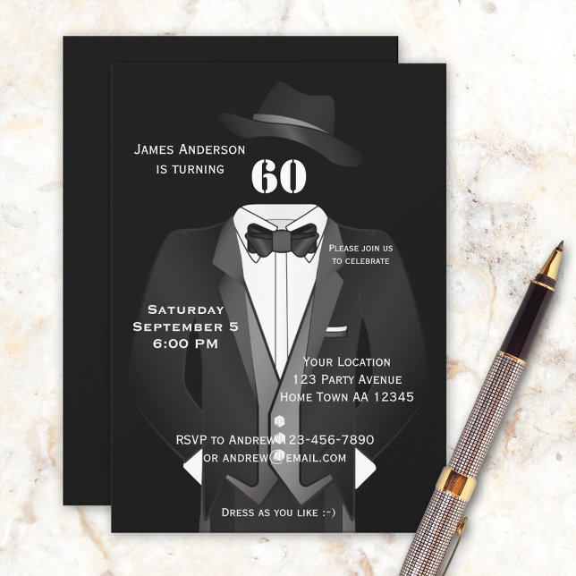 Invitación a la fiesta de cumpleaños en Tuxedo par (Subido por el creador)