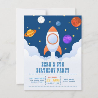 Invitación a la fiesta de cumpleaños espacial