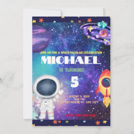Invitación a la fiesta de cumpleaños espacial