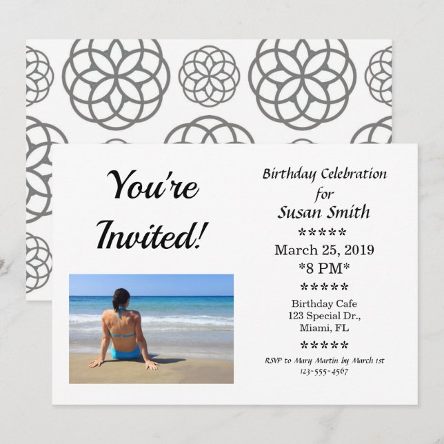 Invitación a la Fiesta de Cumpleaños Estás Invitad (Anverso / Reverso)