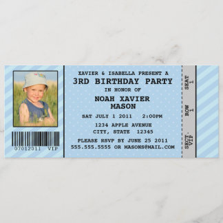 Invitación a la fiesta de cumpleaños estilo boleto