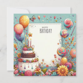 Invitación a la fiesta de cumpleaños feliz y tarje