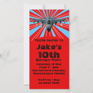 Invitación a la fiesta de cumpleaños Fighter Jet
