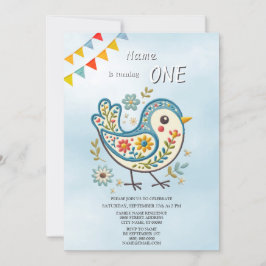 Invitación a la fiesta de cumpleaños floral Blue B
