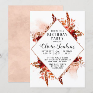 Invitación a la fiesta de cumpleaños floral de la