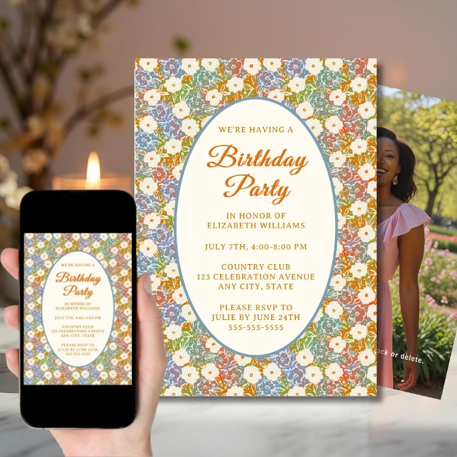Invitación a la fiesta de cumpleaños floral de la  (Subido por el creador)