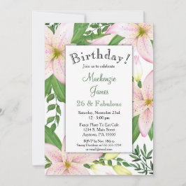 Invitación a la fiesta de cumpleaños floral de Lil