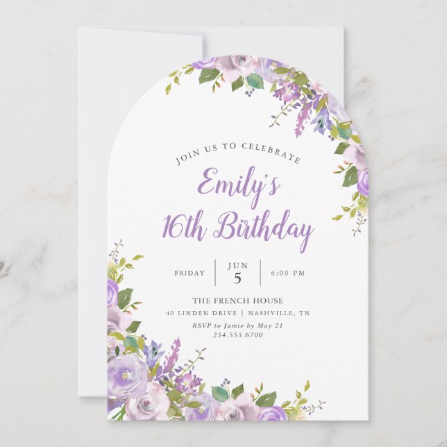 Invitación a la fiesta de cumpleaños floral de Lil (Anverso)