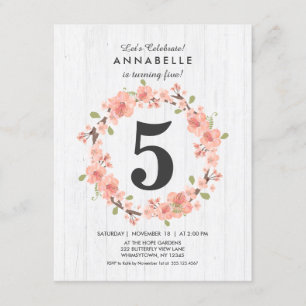 Invitación a la fiesta de cumpleaños floral de Whi