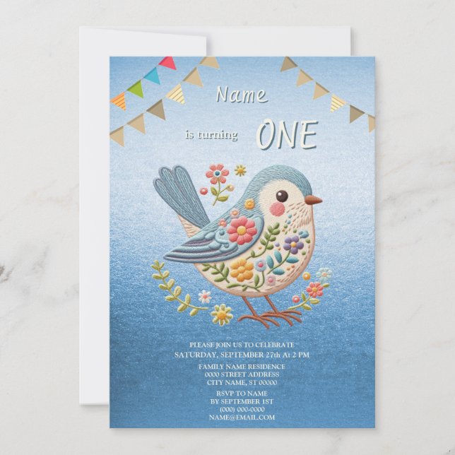 Invitación a la fiesta de cumpleaños floral floral (Anverso)