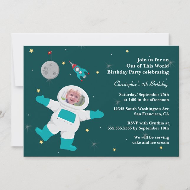 Invitación a la fiesta de cumpleaños fotográfico d (Anverso)