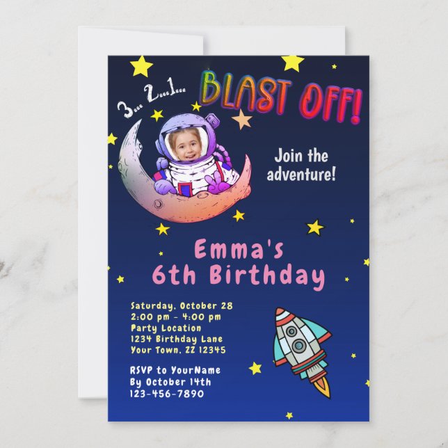 Invitación a la fiesta de cumpleaños fotográfico M (Anverso)