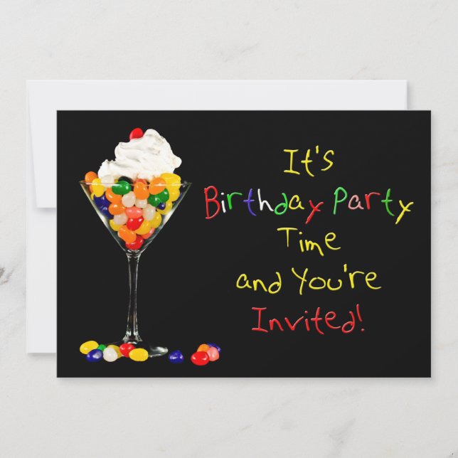 Invitación a la fiesta de cumpleaños, frijoles de  (Anverso)
