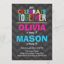 Invitación a la fiesta de cumpleaños gemela Chica