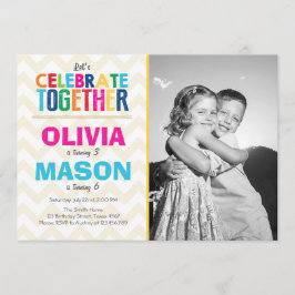 Invitación a la fiesta de cumpleaños gemela conjun