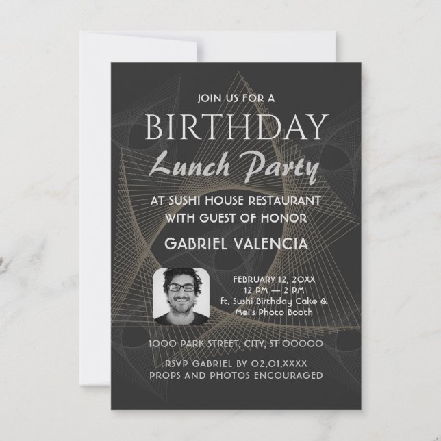 Invitación a la fiesta de cumpleaños geométrica (Anverso)