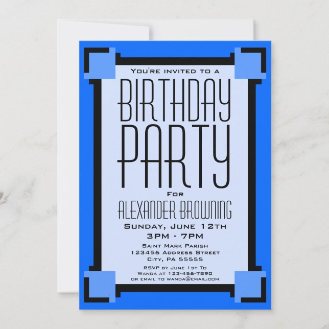 Invitación a la fiesta de cumpleaños geométrica de (Anverso)