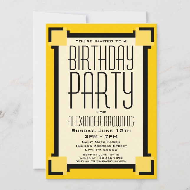 Invitación a la fiesta de cumpleaños geométrica Go (Anverso)