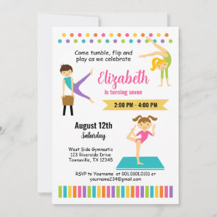 Invitación a la fiesta de cumpleaños gimnástica