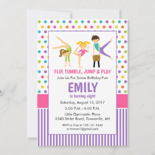 Invitación a la fiesta de cumpleaños gimnástica