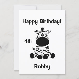 Invitación a la fiesta de cumpleaños Goofy Zebra