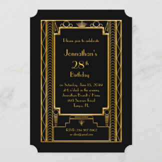 Invitación a la fiesta de cumpleaños, gran Gatsby,