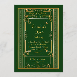 Invitación a la fiesta de cumpleaños, gran Gatsby,