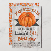 Invitación a la fiesta de cumpleaños Hay Pumpkin F