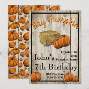 Invitación a la fiesta de cumpleaños Hay Pumpkin F